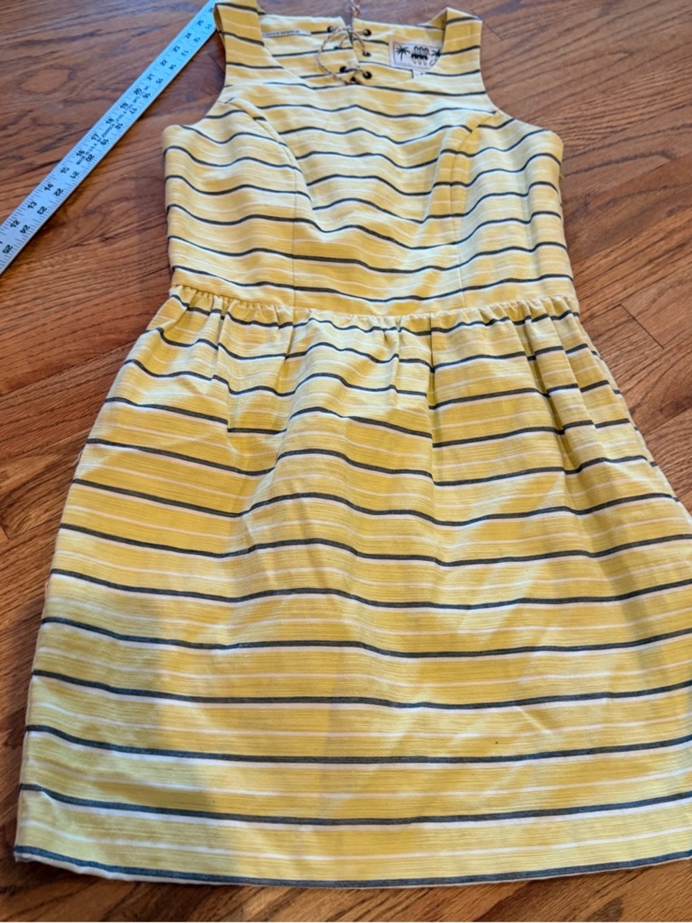 MAISON SCOTCH The CRUISE Collection Yellow STRIPE Dress CUT OUT Back Detail